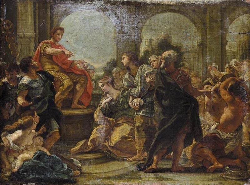 Giovanni Battista Gaulli Called Baccicio Painting depicting historical episode between Scipio Africanus and Allucius oil painting picture
